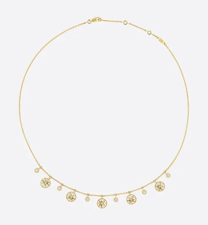 Dior Rose Des Vents Necklace Yellow Gold, Cubic Zirconia and Mother of Pearl