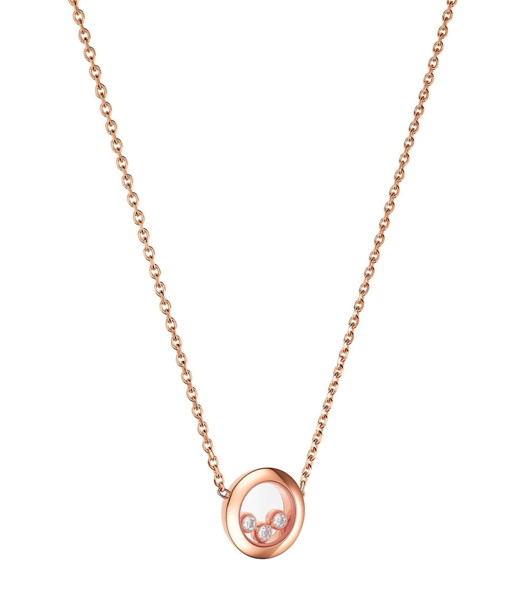 Chopard Happy Pendant Pink Gold 3 Cubic Zirconia Necklace