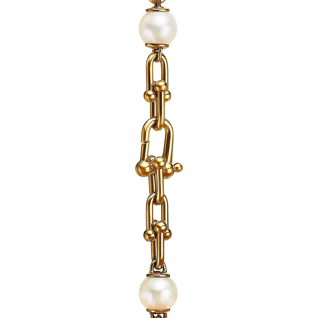 Tiffany Link Bracelet Gold with Freshwater Pearls