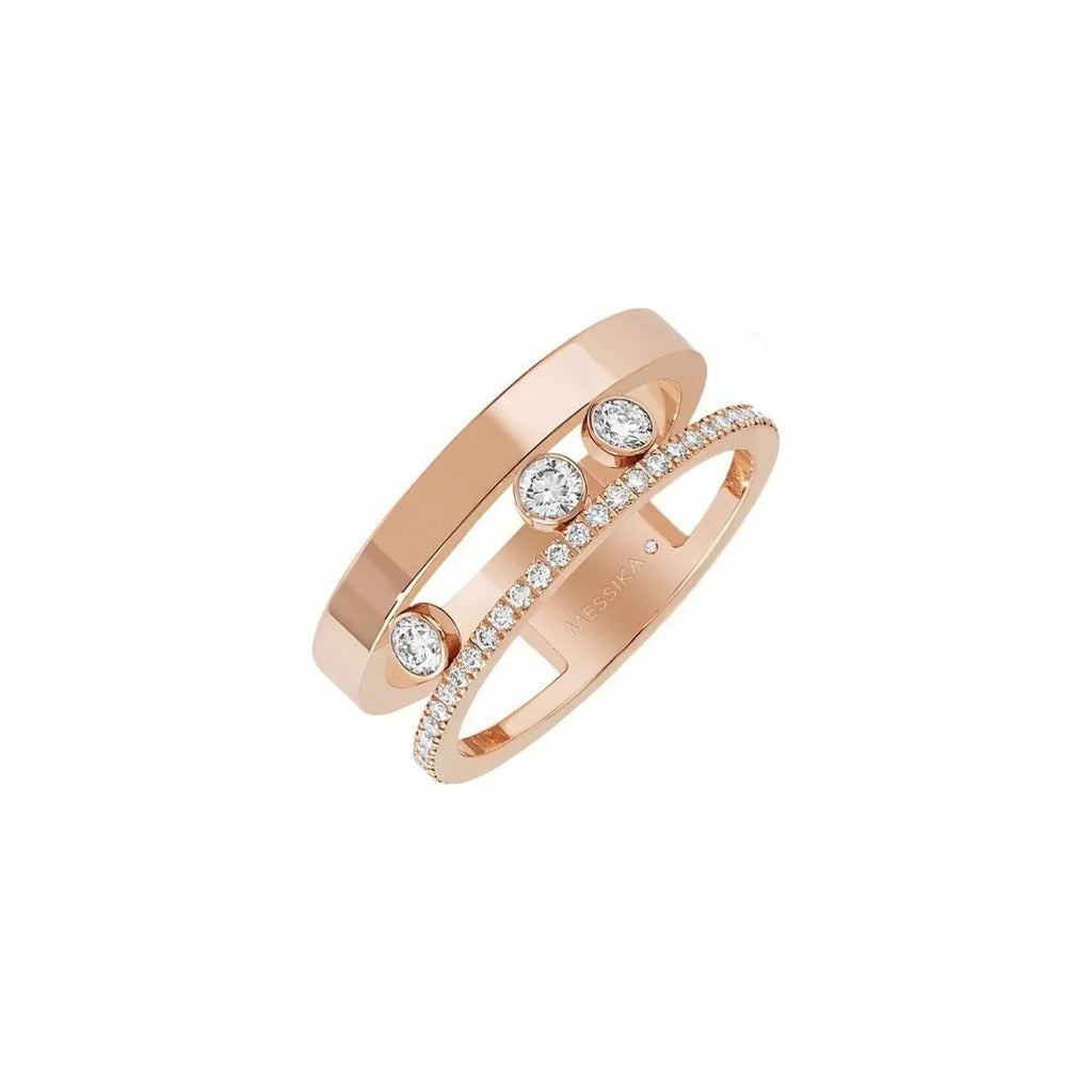 Messika Move Romane Pink Gold and Silver Cubic Zirconia Ring