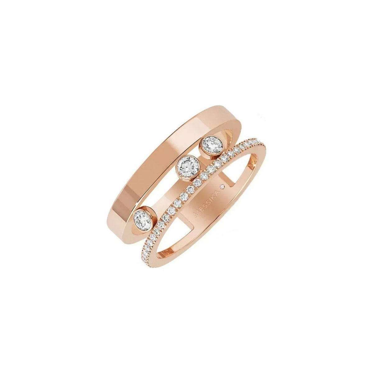 Messika Move Romane Pink Gold and Silver Cubic Zirconia Ring