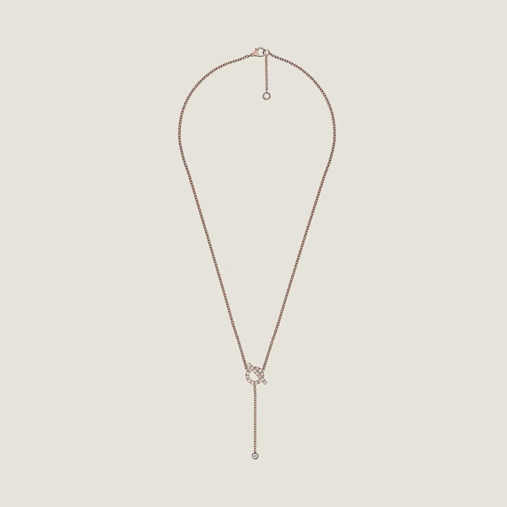 Hermes Finesse Pink Gold Cubic Zirconia Necklace