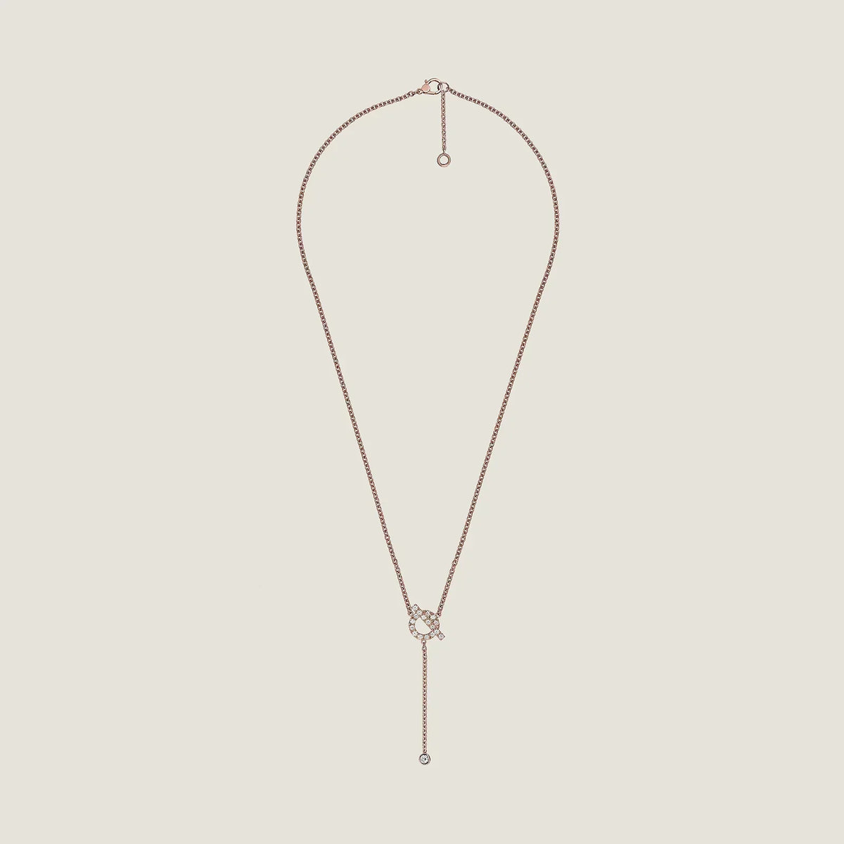 Hermes Finesse Pink Gold Cubic Zirconia Necklace