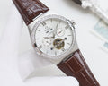 Omega Silver Brown White Dial Strap Watch — hero