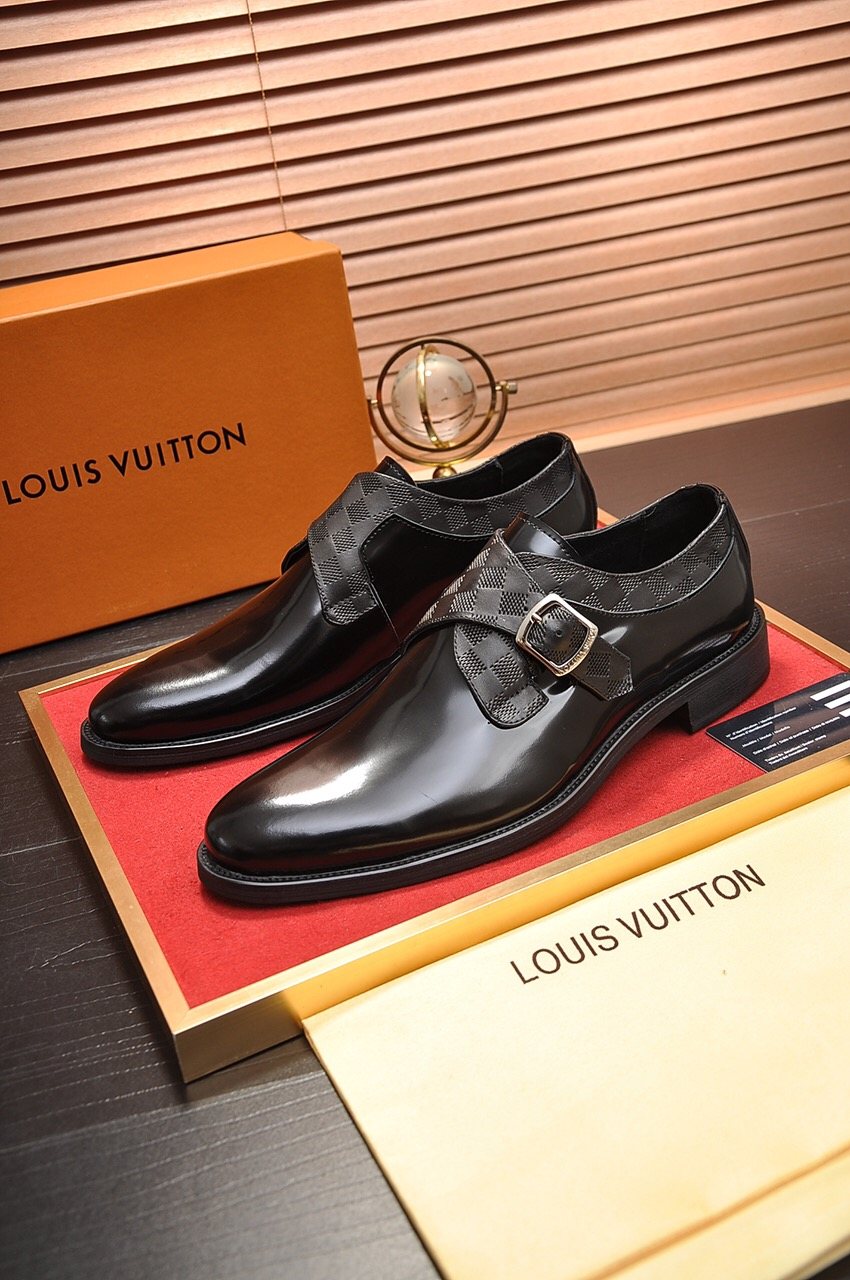 Louis Vuitton Black Buckle Strap Dress Shoes — front