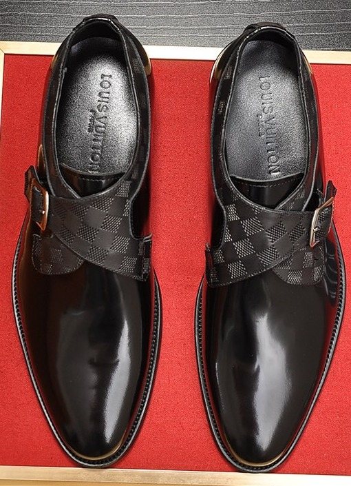 Louis Vuitton Black Buckle Strap Dress Shoes — front