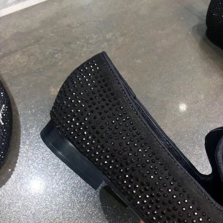 Giuseppe Zanotti Black Studded Velvet Slip-On Loafers — detail