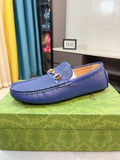 Gucci Blue Textured Hardware Loafers — hero