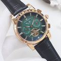 Patek Philippe Gold Black Green Dial Strap Watch — hero