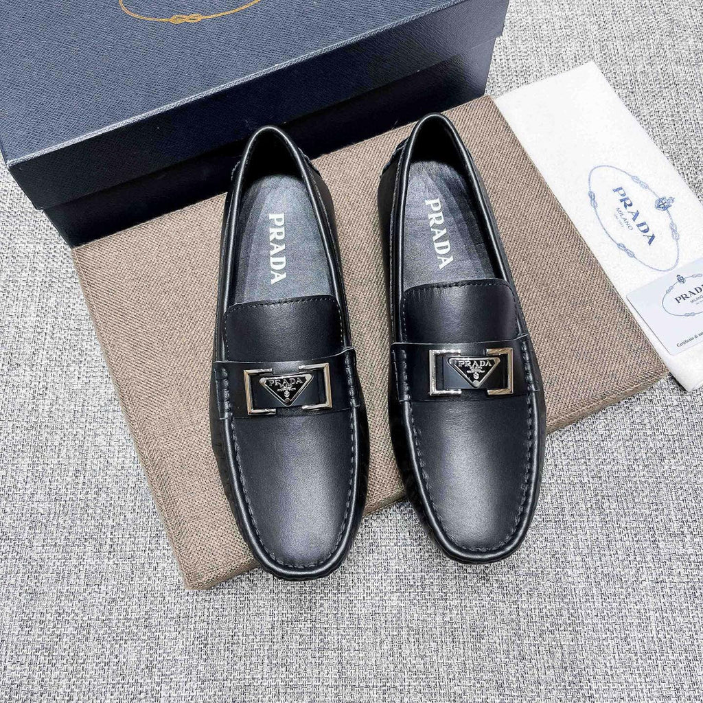 Prada Black Leather Loafers — front