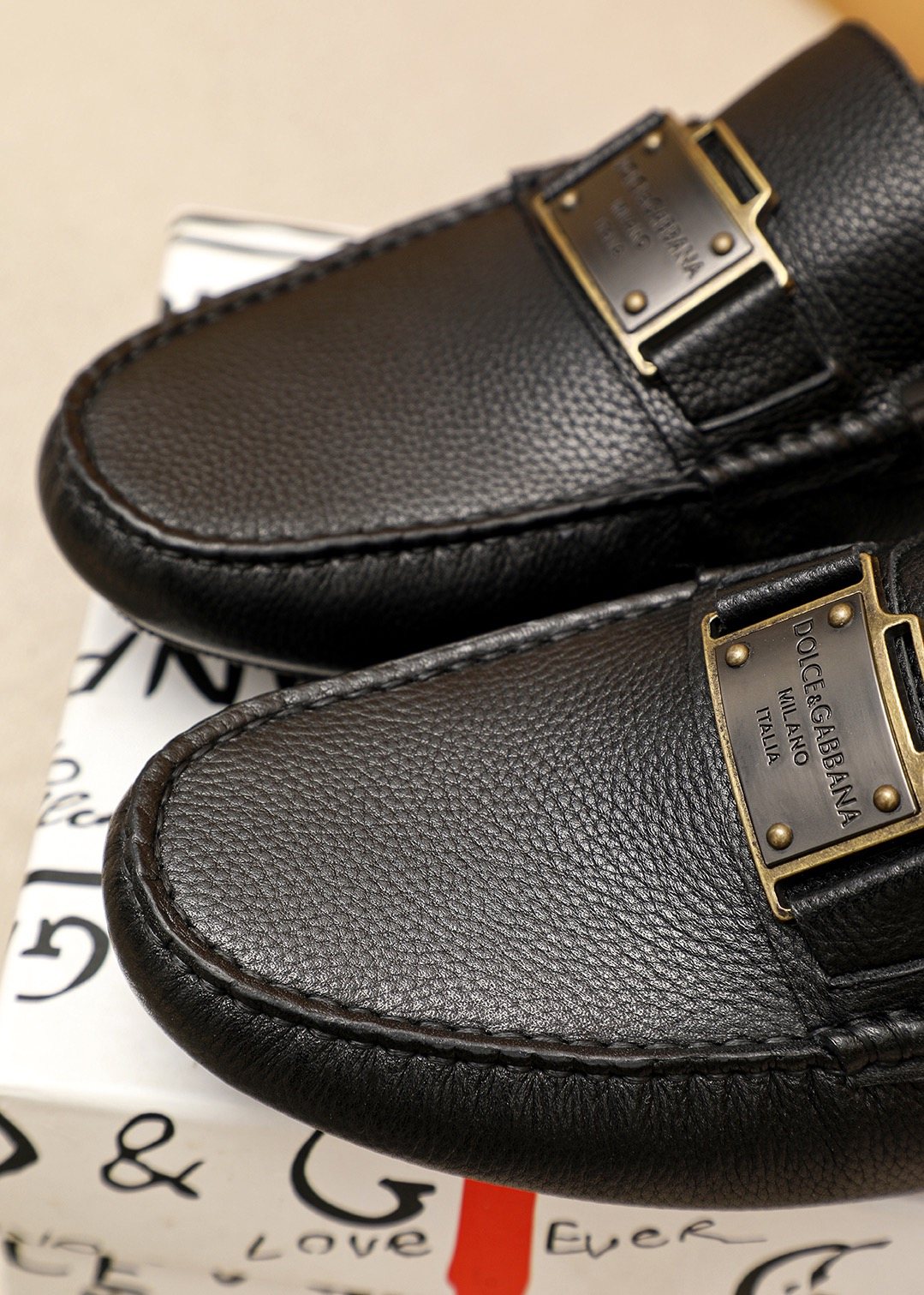 Dolce & Gabbana Black Buckle Loafers — detail