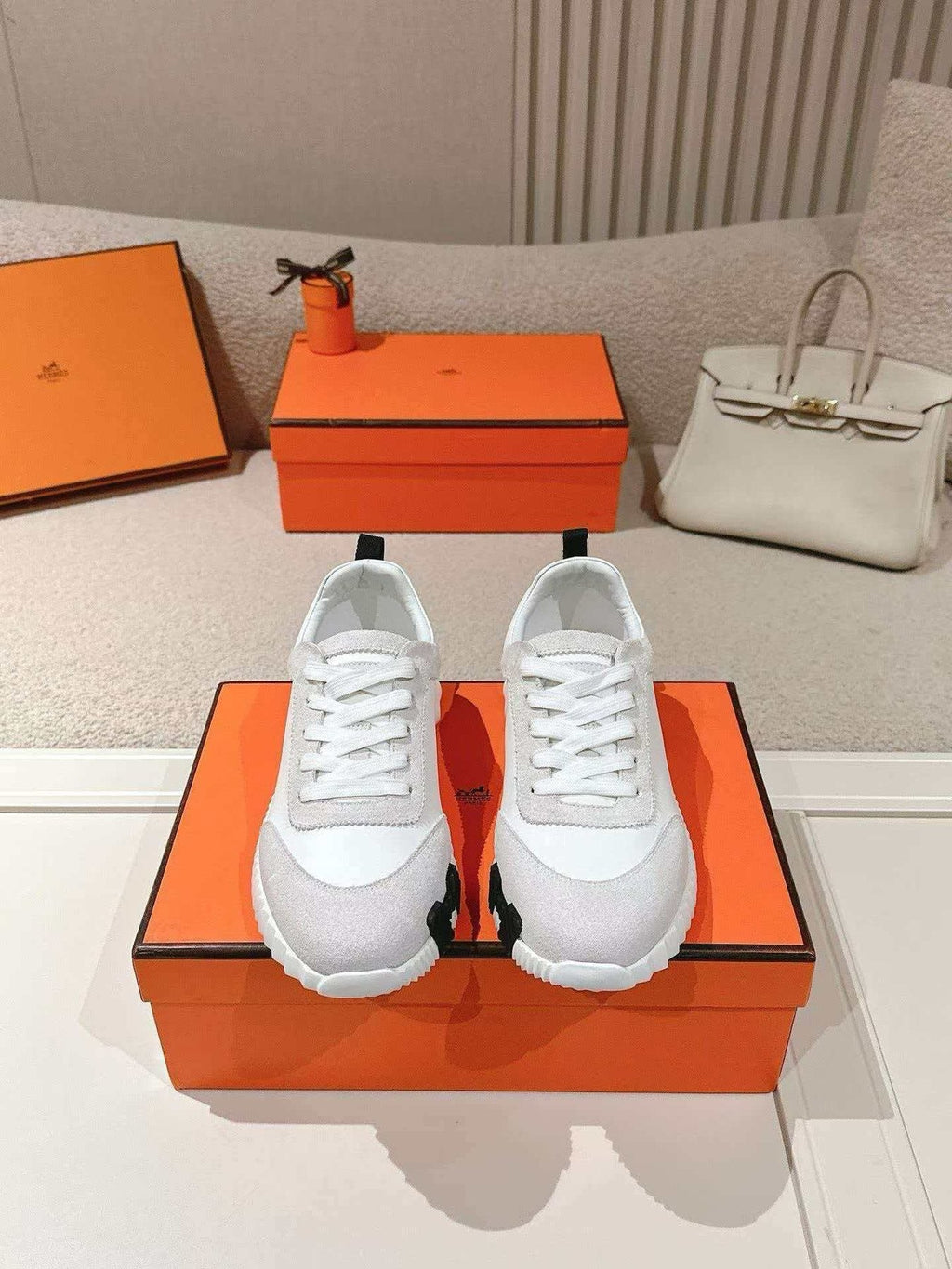 Men’s White and Gray Low-Top Sneakers — front