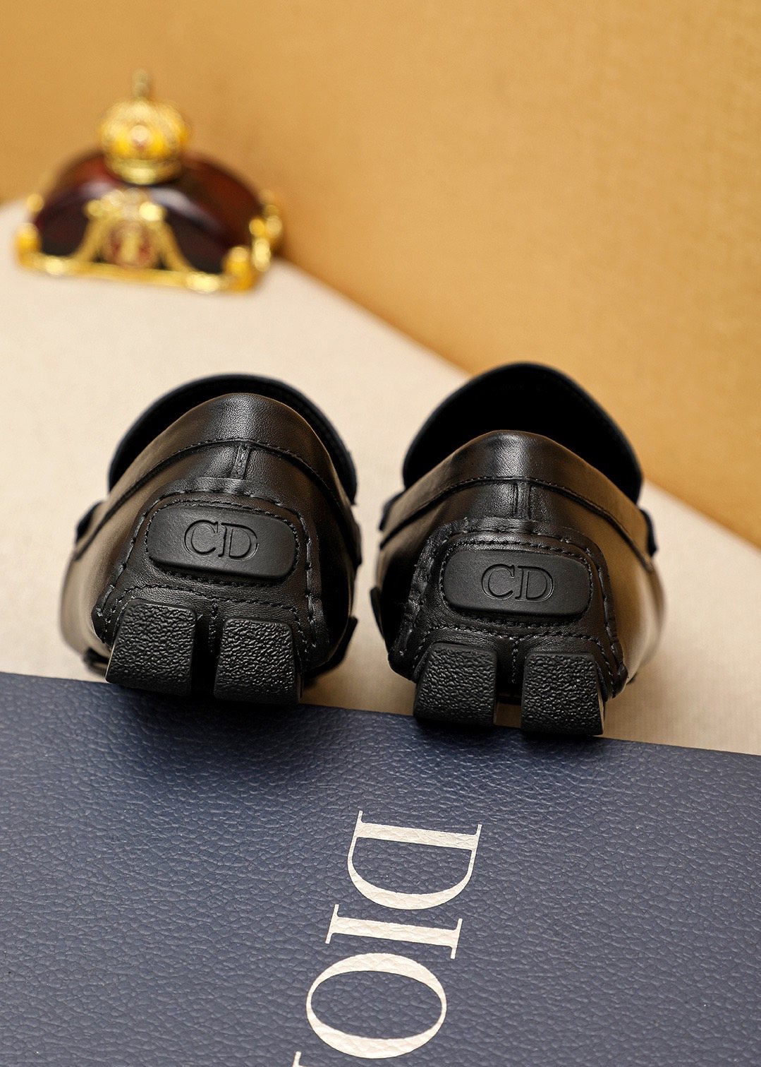Dior Black Gold-Tone Hardware Loafers — back