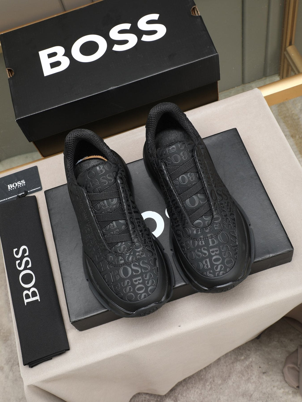 BOSS Black Logo Slip-On Sneakers — front