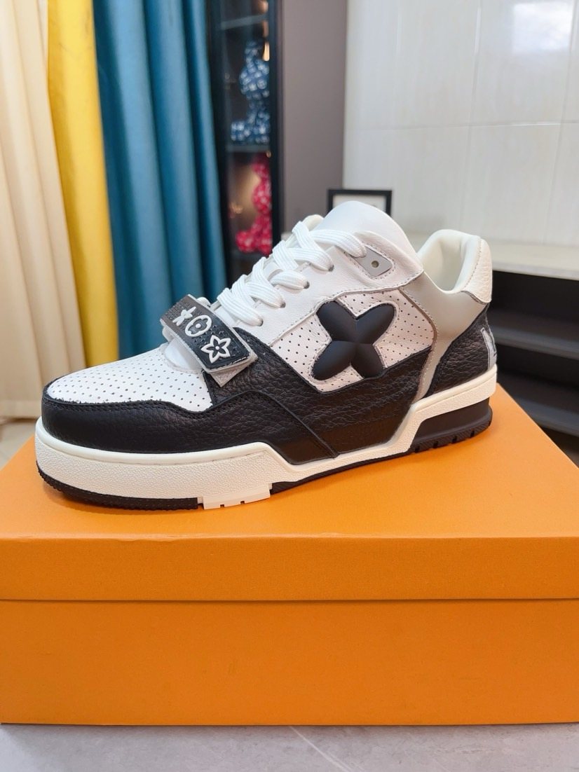 Louis Vuitton Black and White Low-Top Sneakers — front