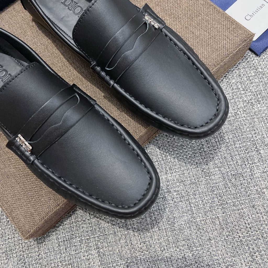 Dior Black Moc-Toe Loafers — detail