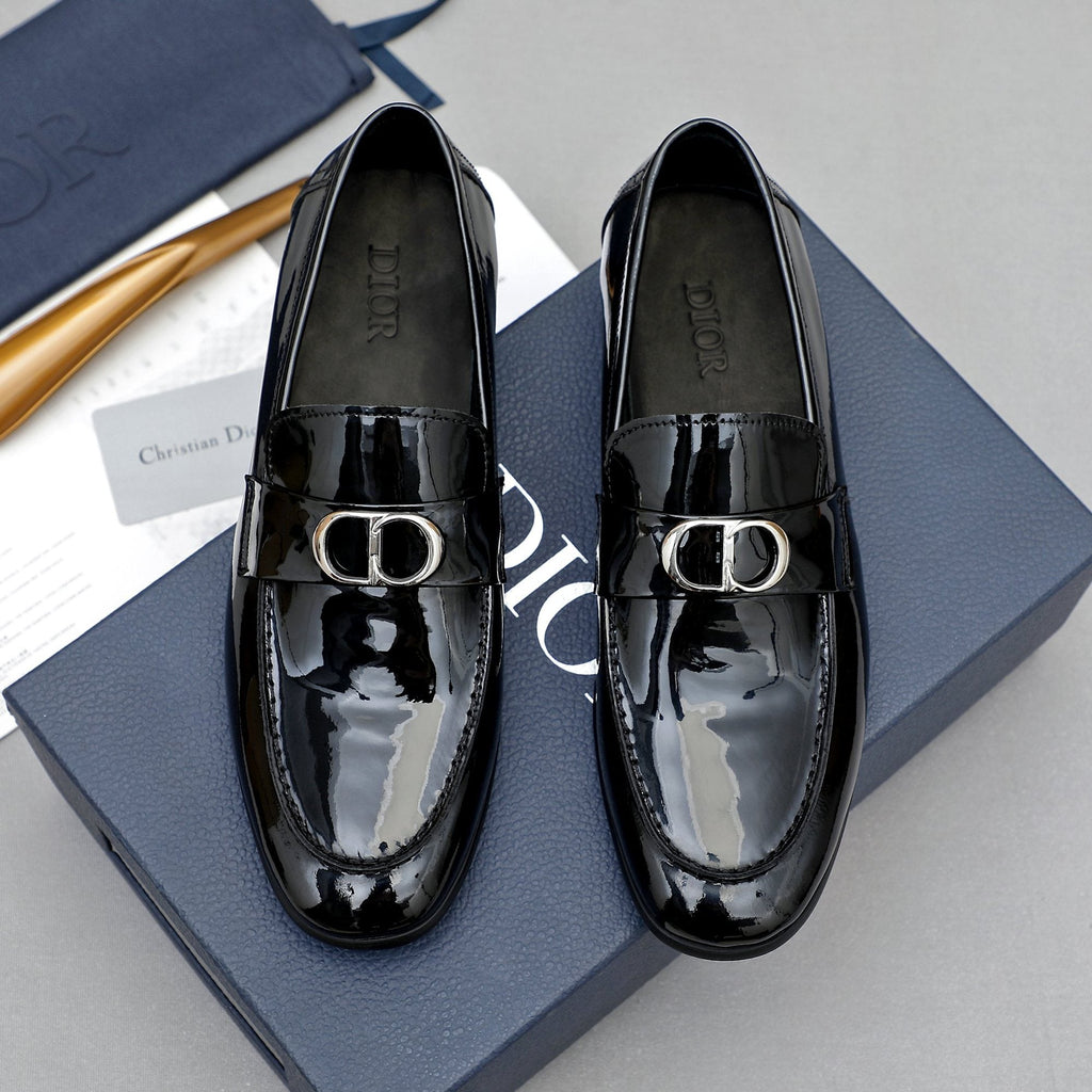Dior Black Glossy Hardware Loafers — hero