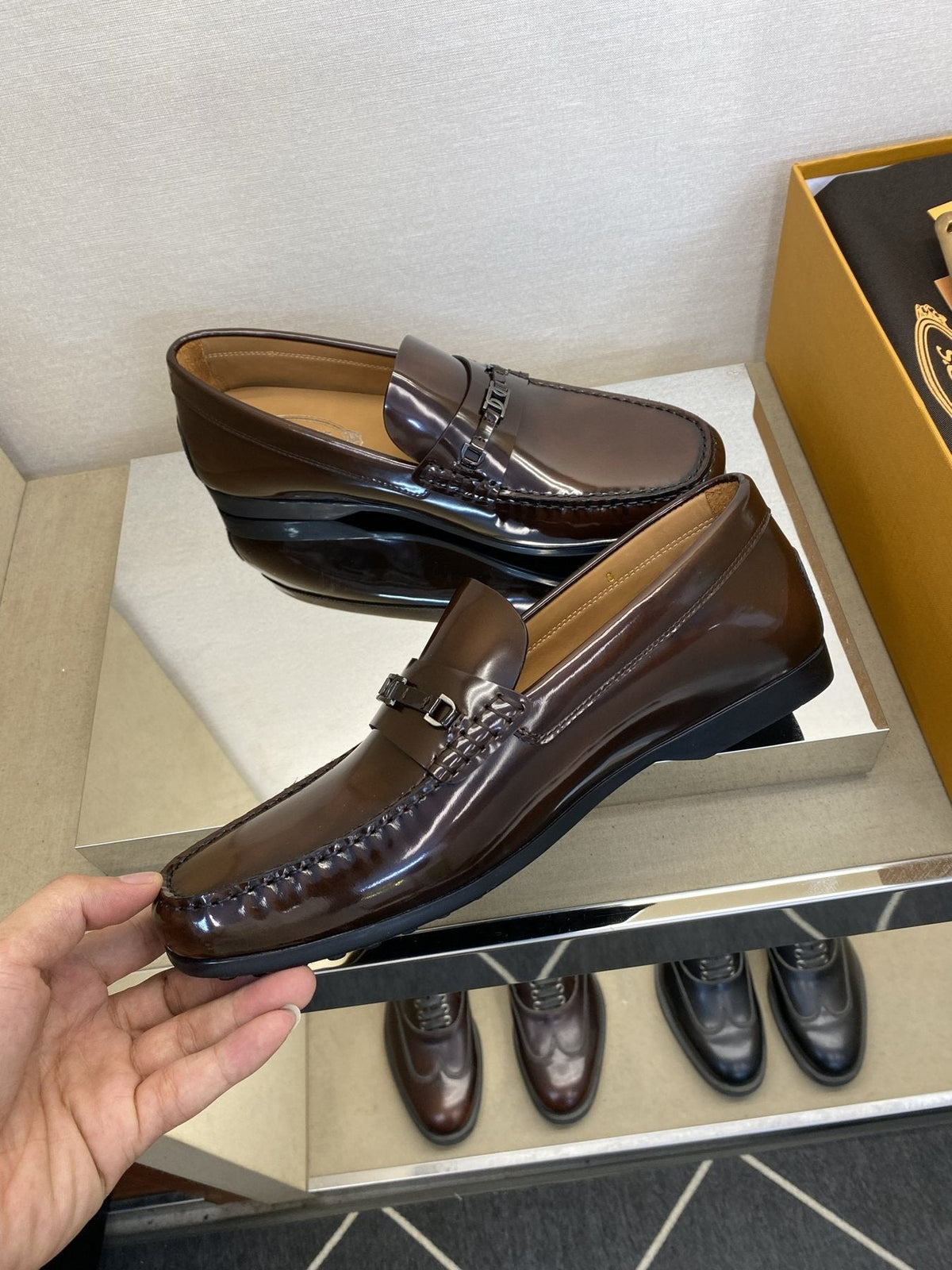 TOD'S Dark Brown Tassel Loafers — side