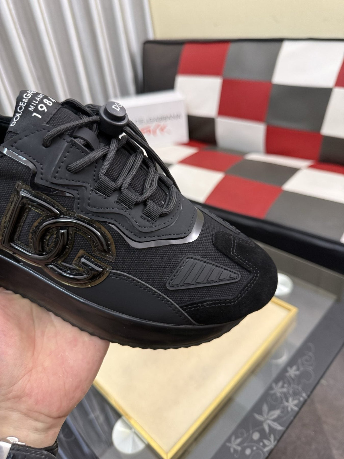 Dolce & Gabbana Black Paneled Sneakers — detail