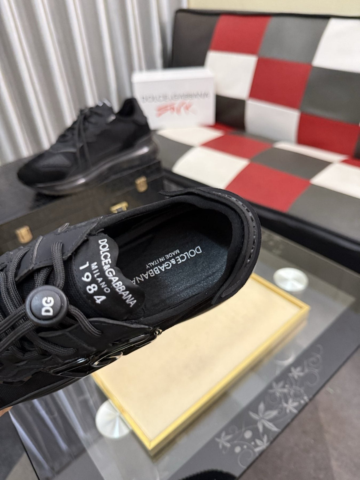 Dolce & Gabbana Black Paneled Sneakers — label