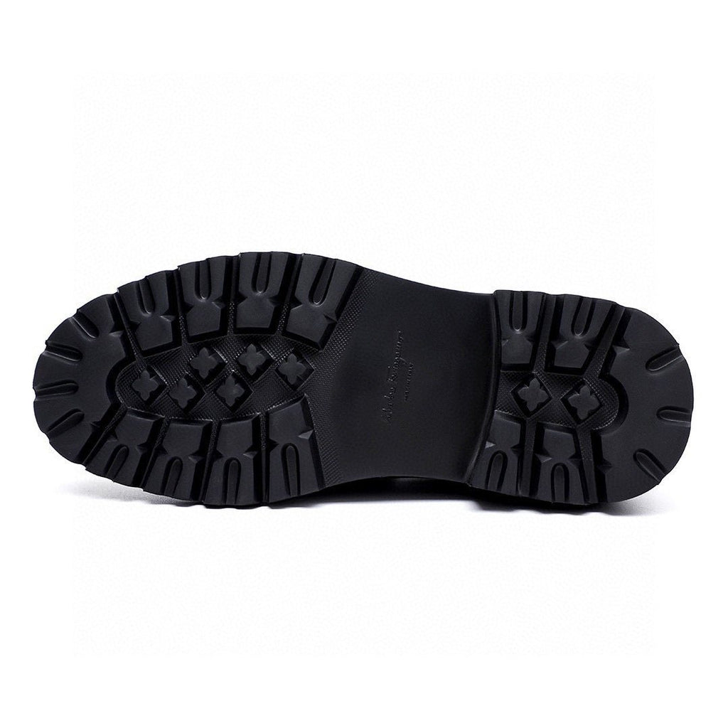 微商相册测试鞋子-Ferragamo Black Pebbled Bit Loafers — detail