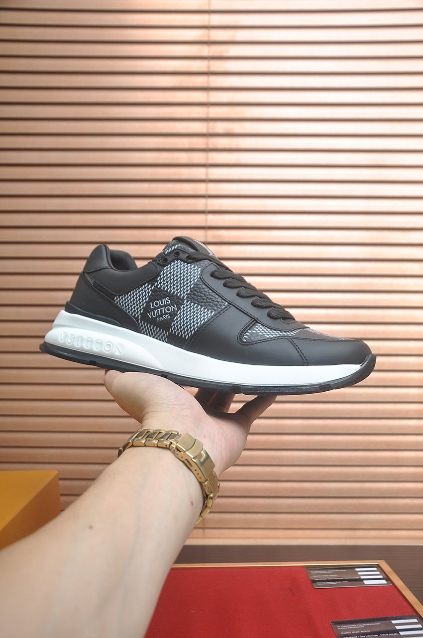 Louis Vuitton Black and Gray Checker Sneakers — model