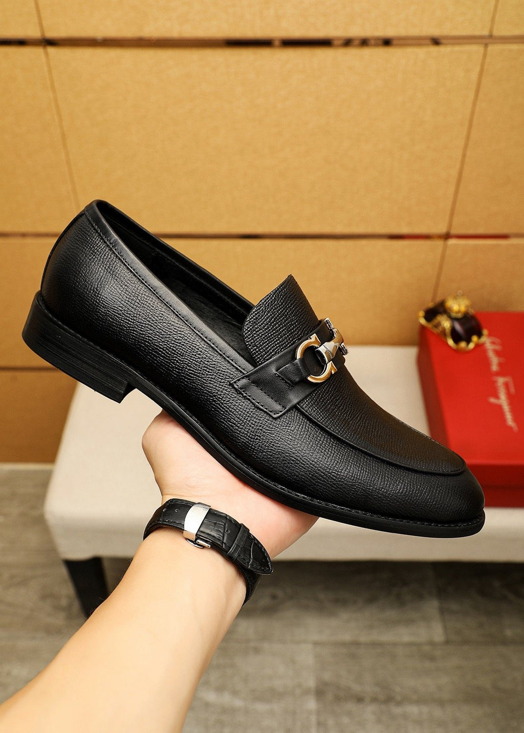 Ferragamo Black Bit Loafers — model