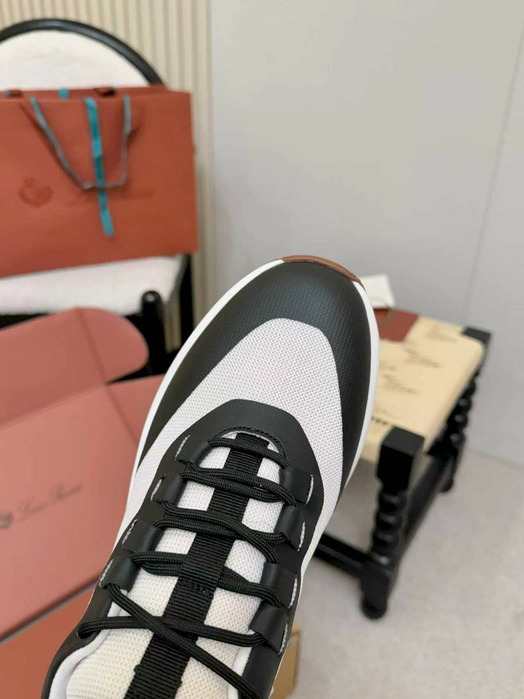 Loro Piana Black and White Sneakers — detail