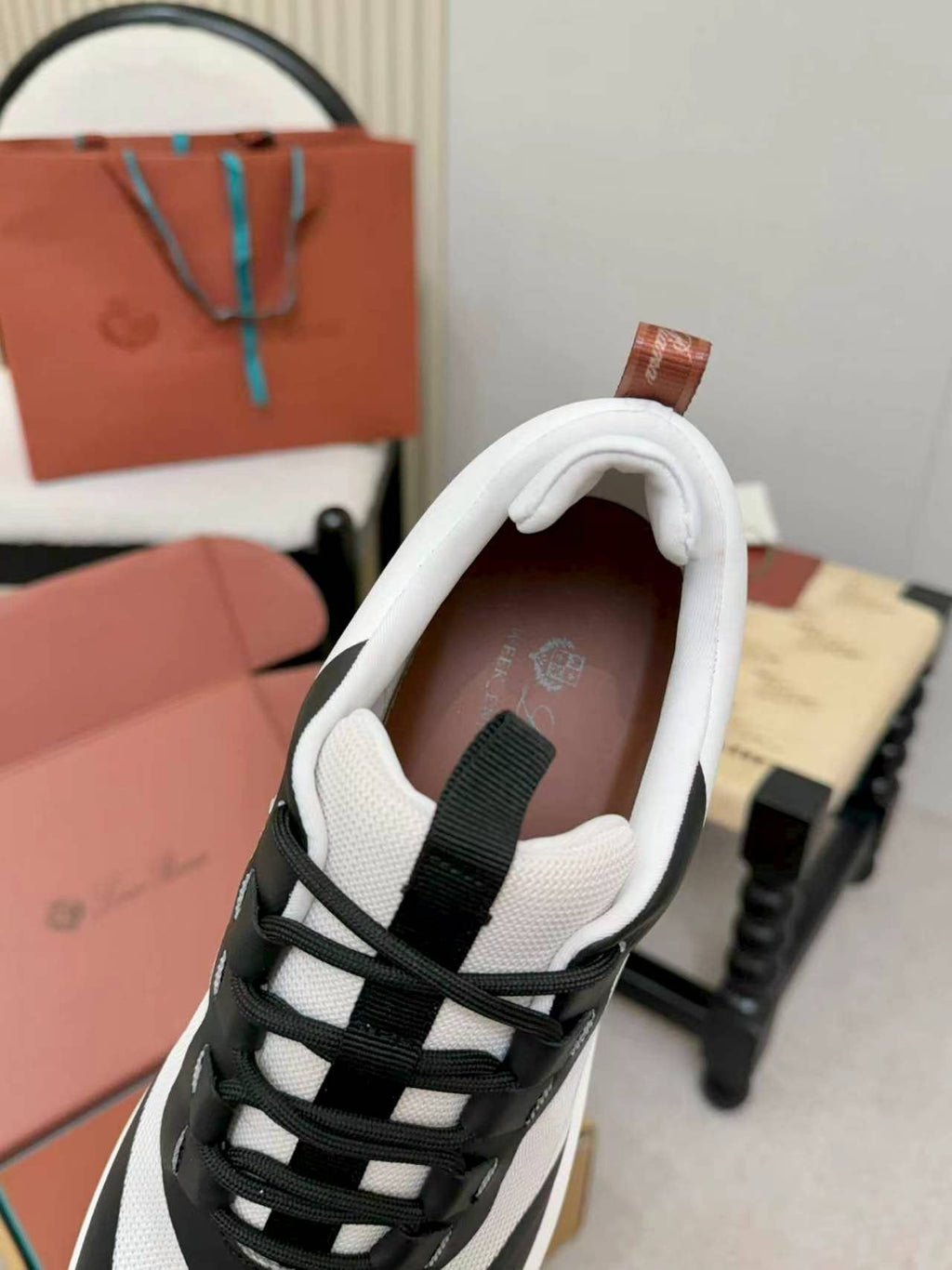 Loro Piana Black and White Sneakers — detail