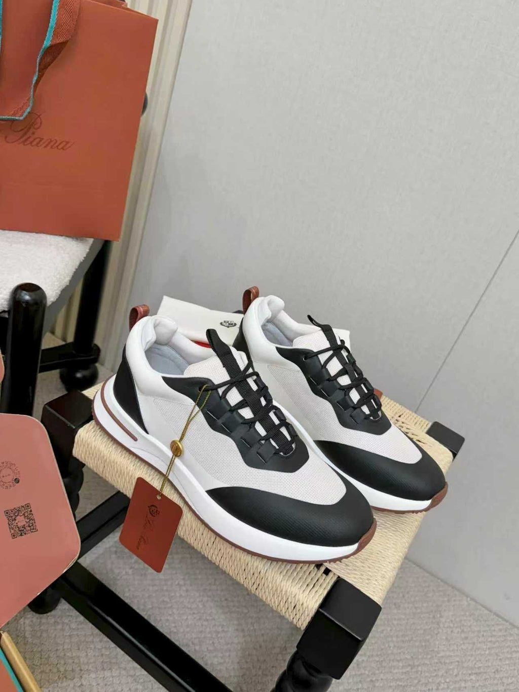 Loro Piana Black and White Sneakers — front