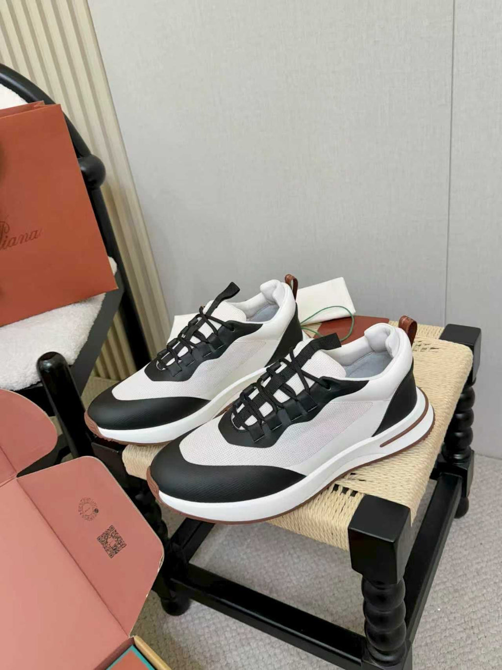 Loro Piana Black and White Sneakers — front
