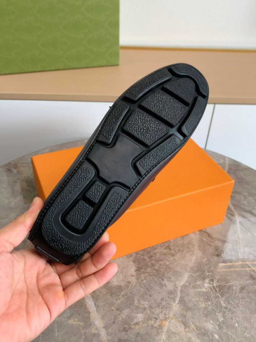Brown Moc-Toe Slip-On Loafers — detail