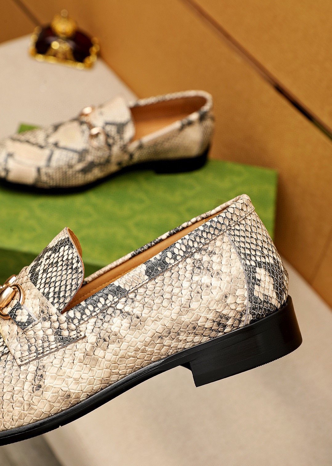 Gucci Snakeskin-Pattern Loafers — side