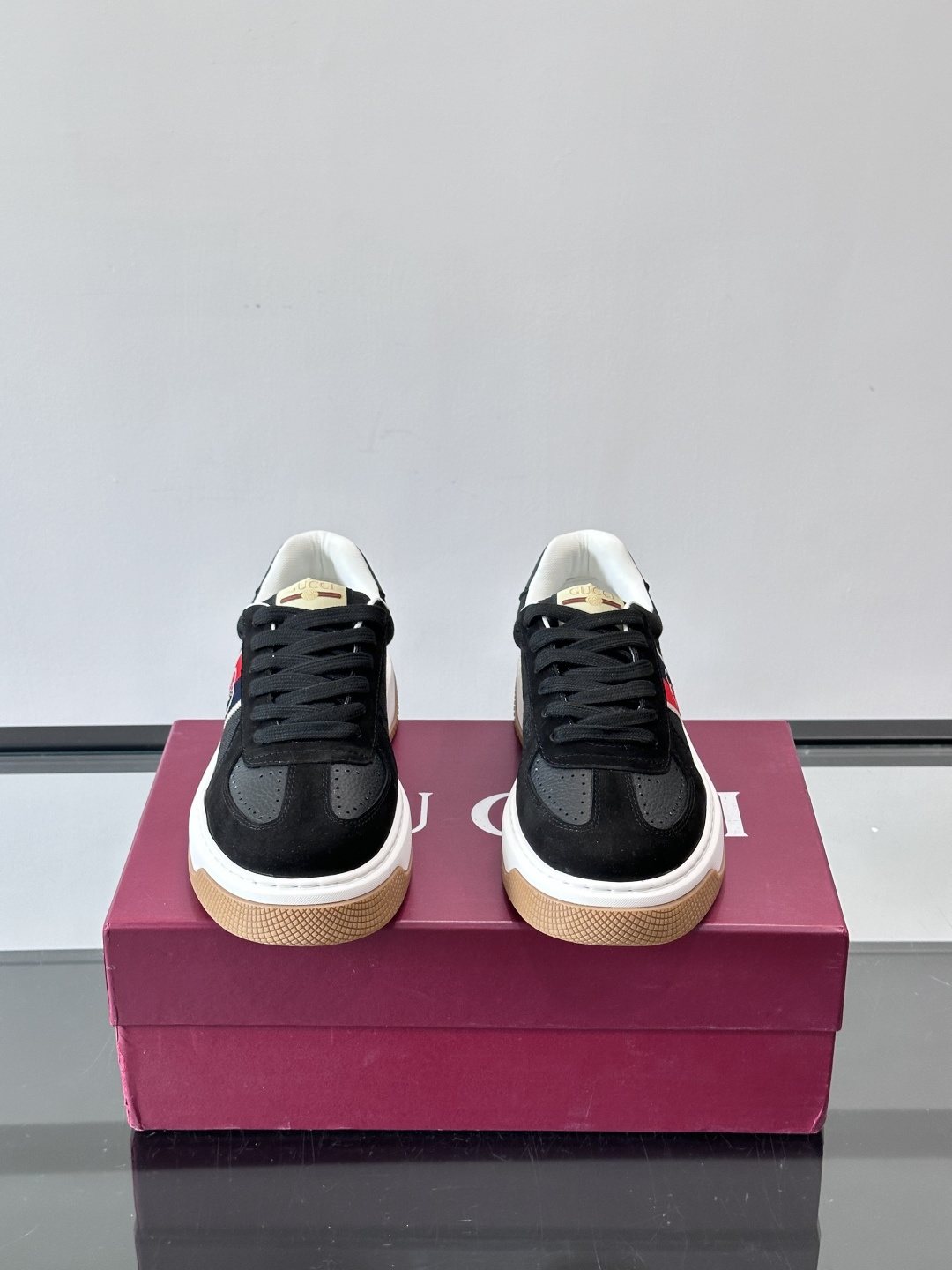 Gucci Black Stripe Sneakers — front