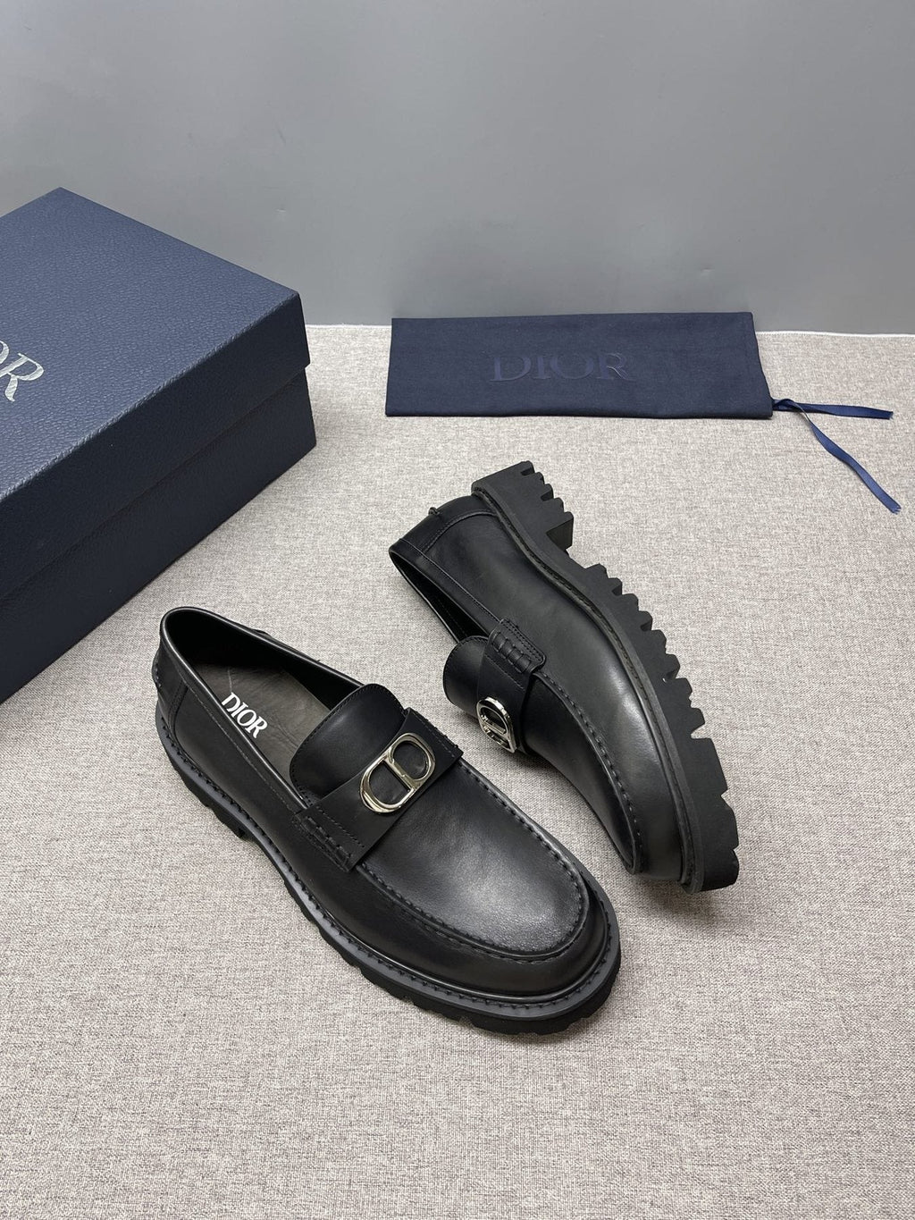 DIOR Black Double-Loop Slip-On Loafers — side