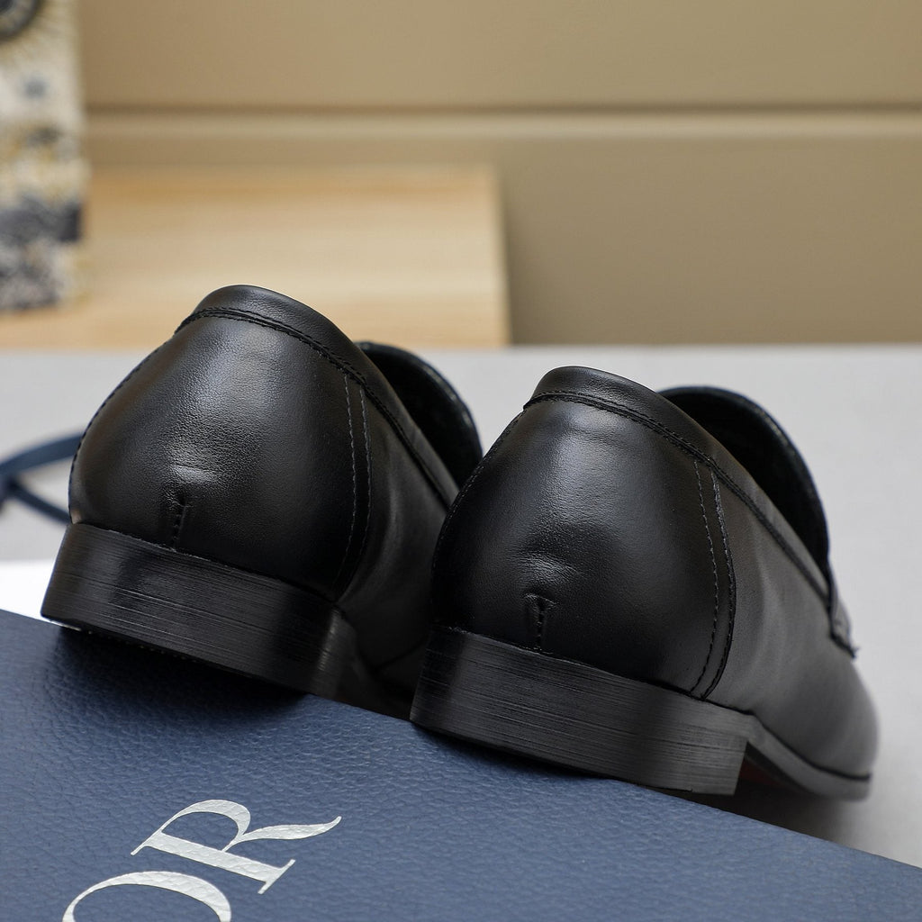 Dior Black Embossed Leather Loafers — back