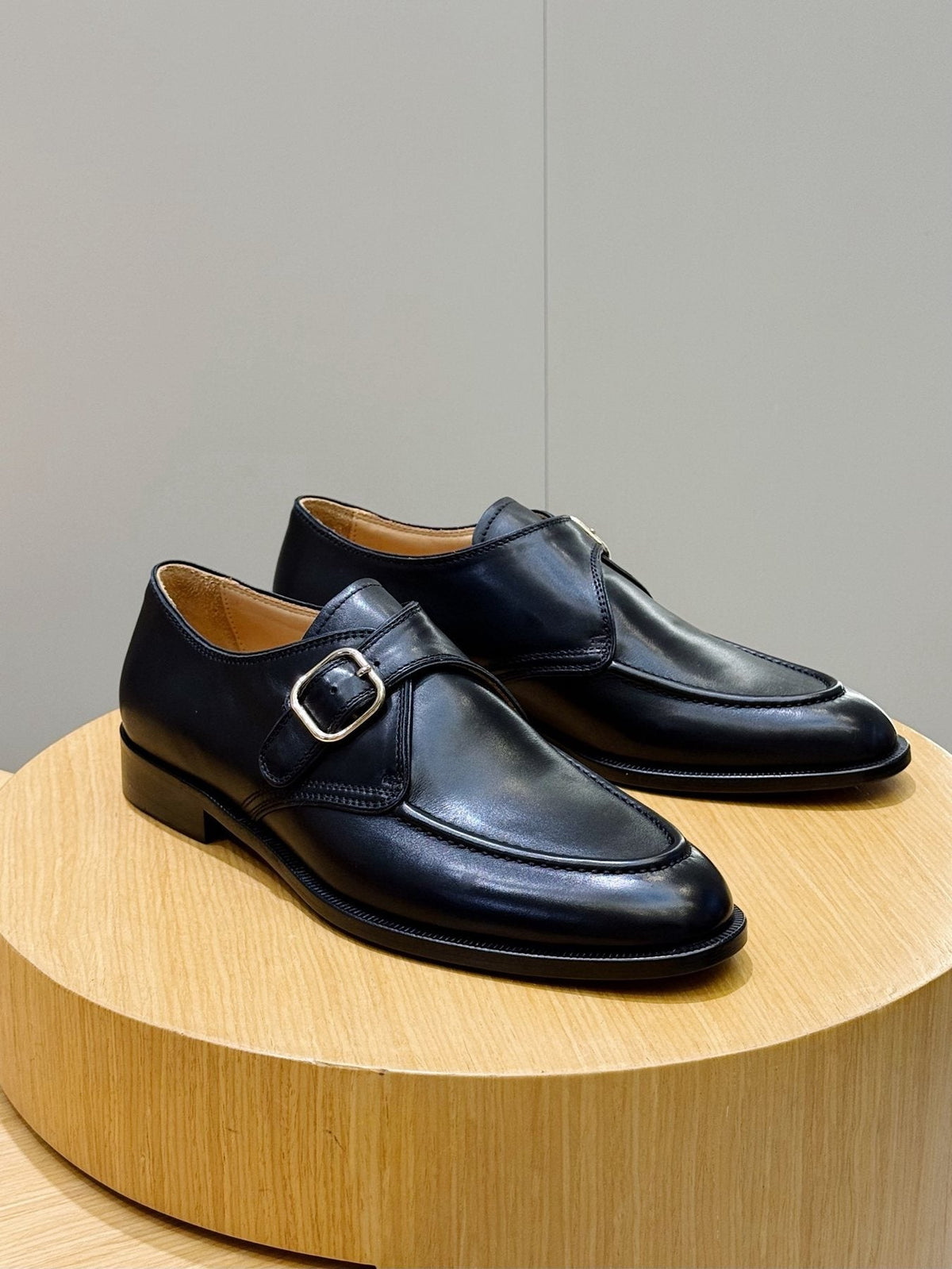 Loro Piana Black Buckle Loafers — front