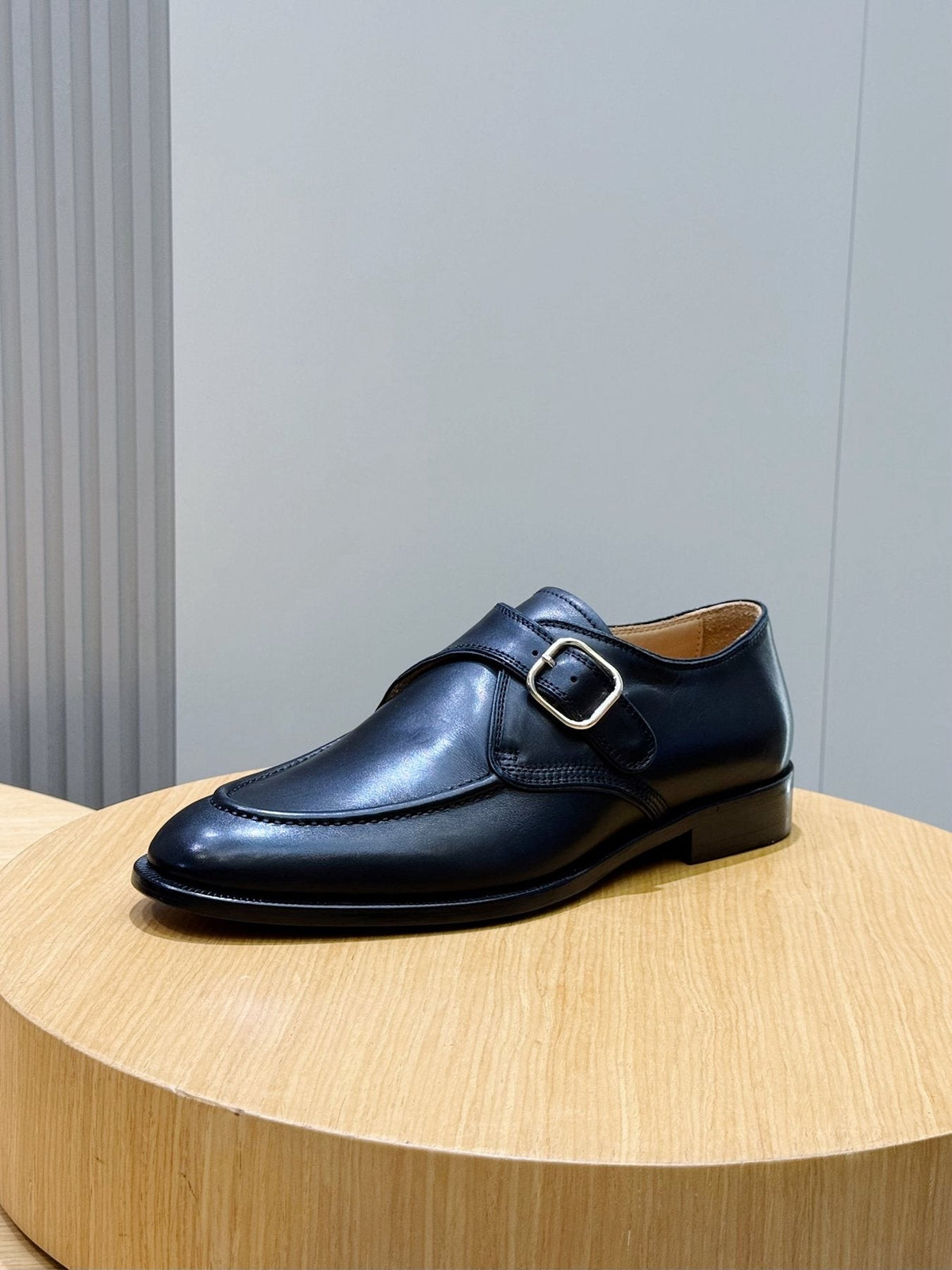 Loro Piana Black Buckle Loafers — side