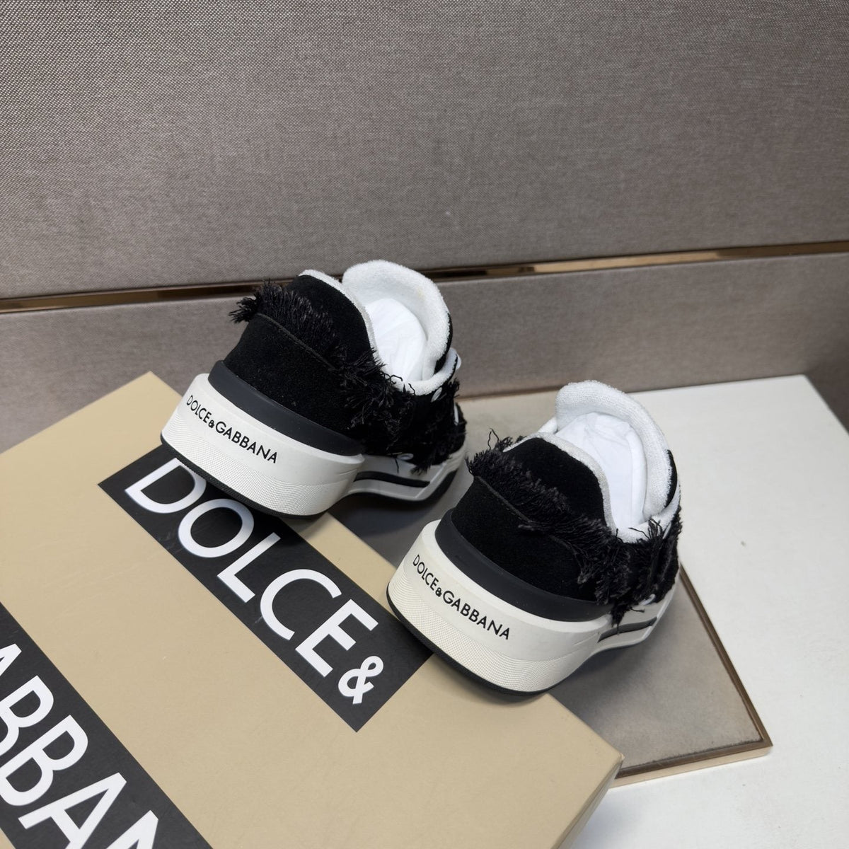 Dolce & Gabbana Black and White Low-Top Sneakers — back