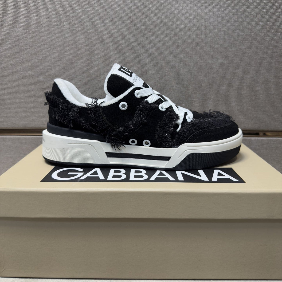Dolce & Gabbana Black and White Low-Top Sneakers — side