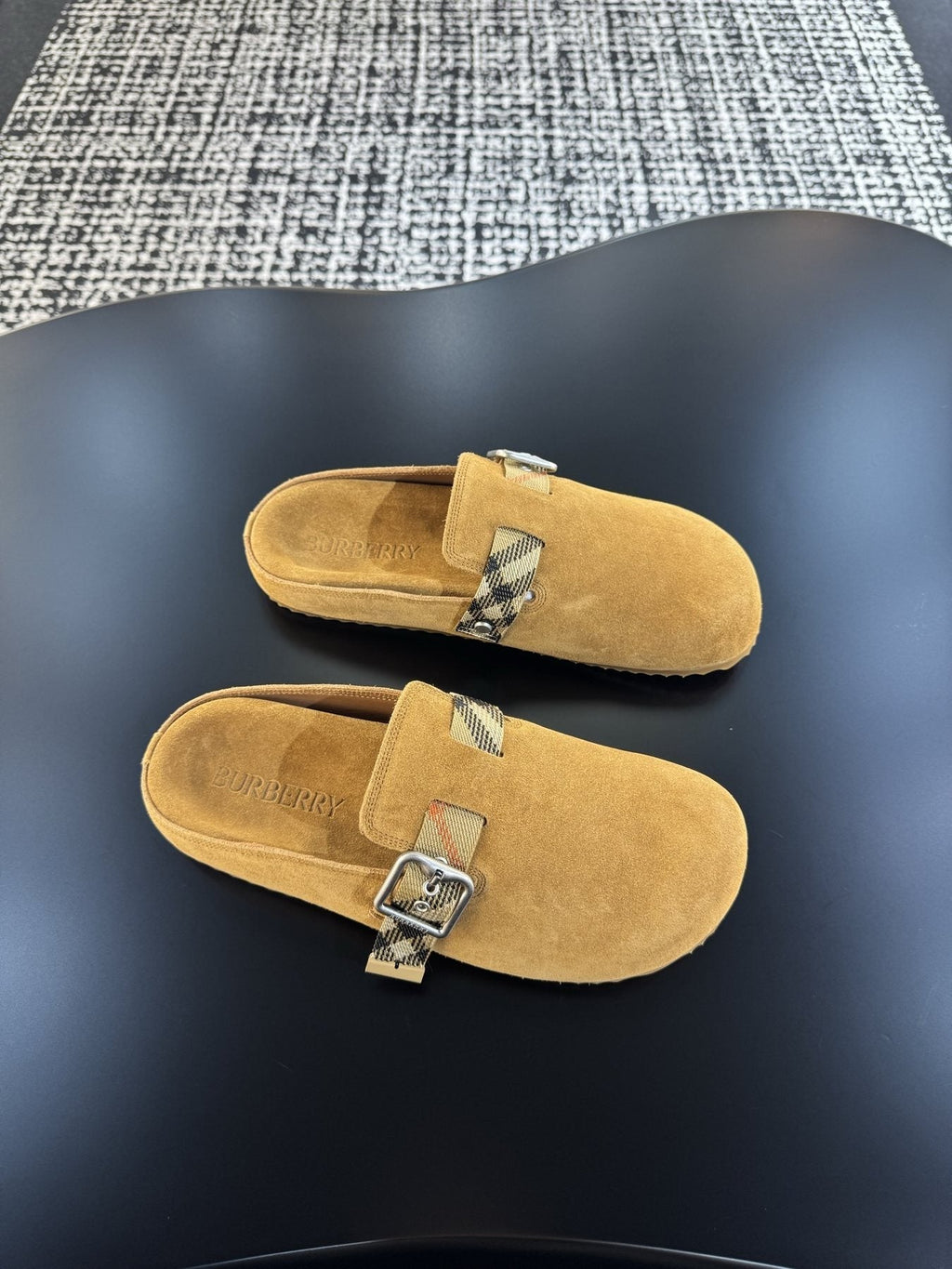 Burberry Camel Check Strap Slide Sandals — side