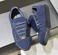 Balenciaga Navy Blue Textured Low-Top Sneakers — front