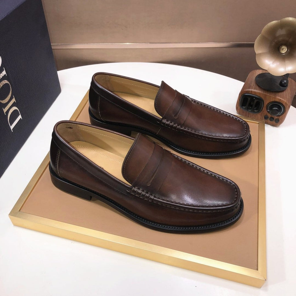 Dior Dark Brown Penny Loafers — front