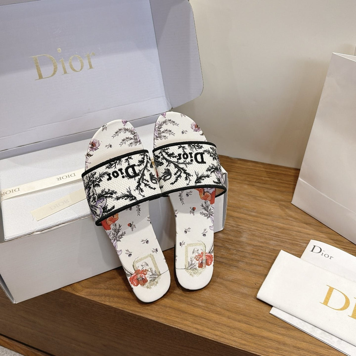 Dior Floral Printed Slide Sandals — front