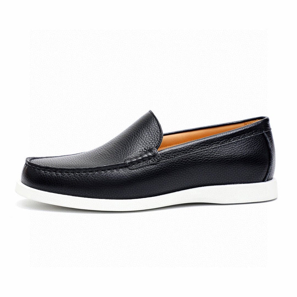 Dior Black Textured Leather Slip-On Loafers — side