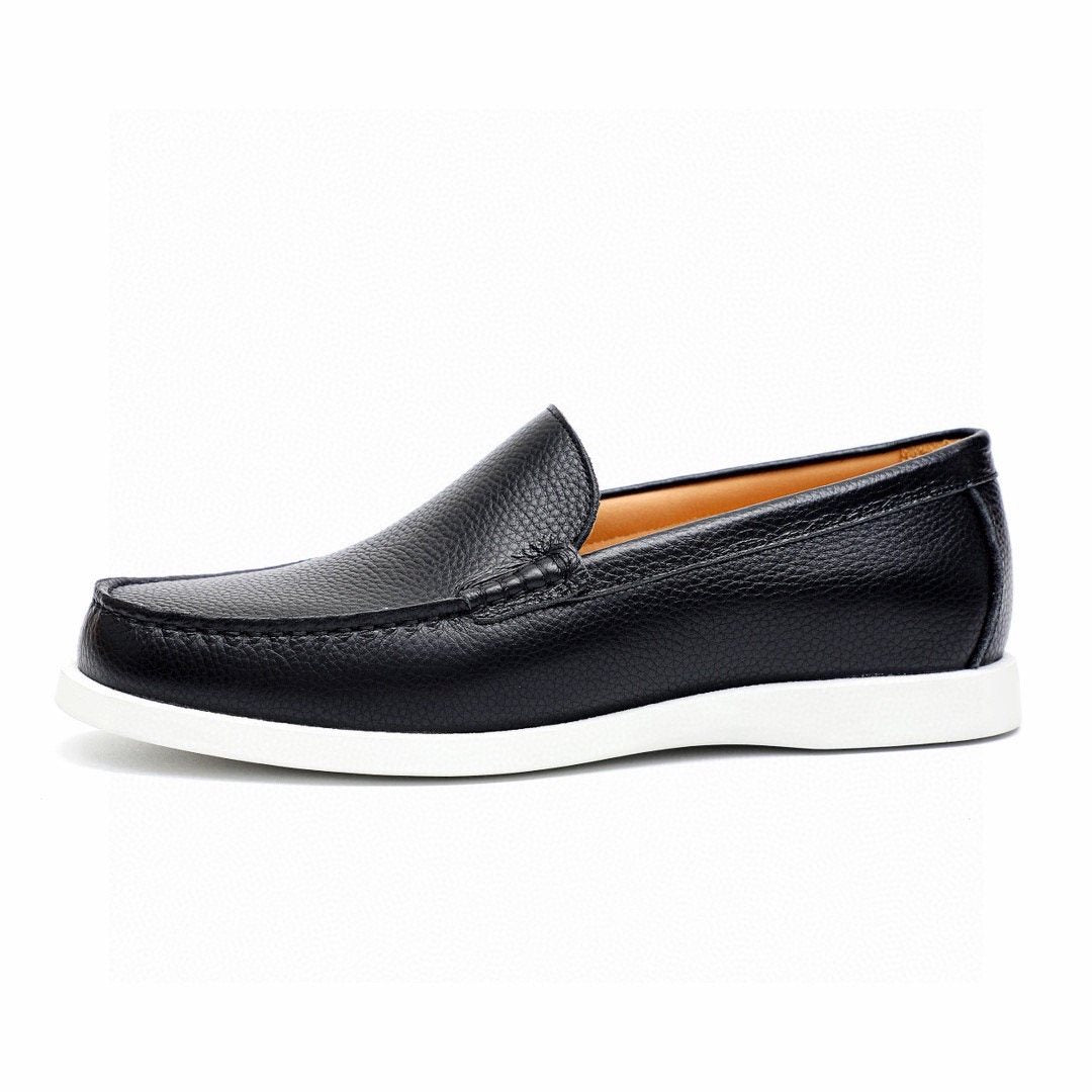 Dior Black Textured Leather Slip-On Loafers — side