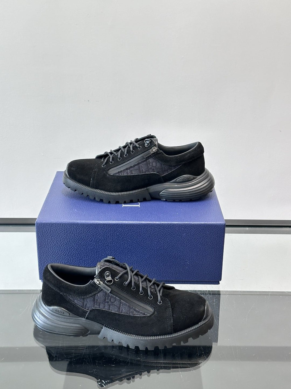 Dior Black Lace-Up Derby Shoes — side