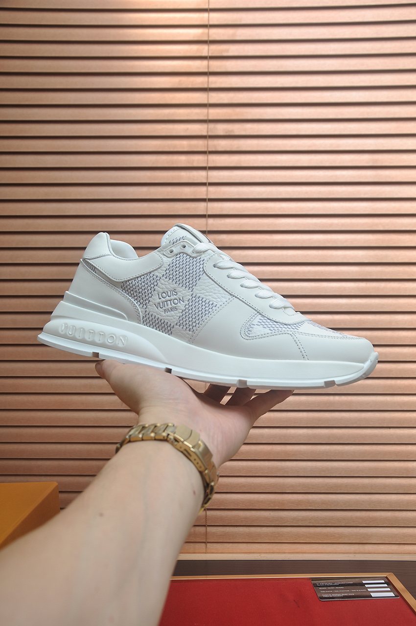 Louis Vuitton White and Light Gray Low-Top Sneakers — model