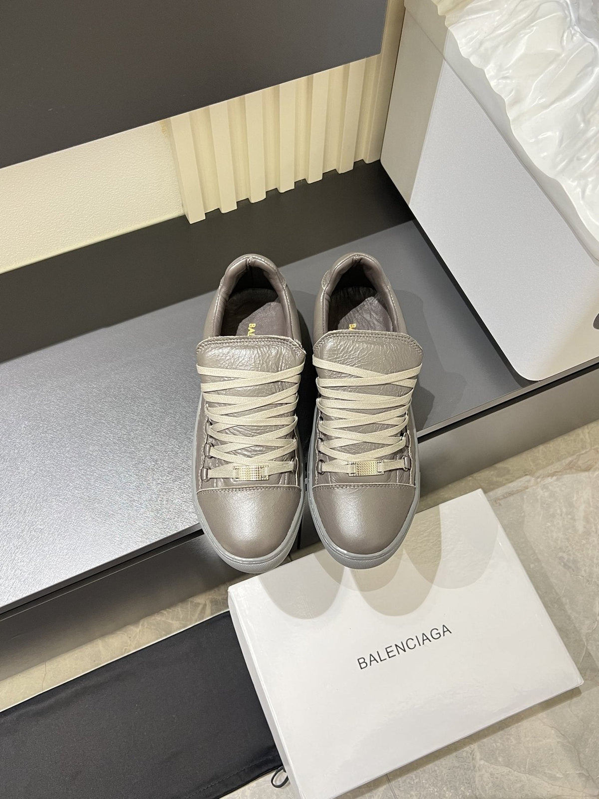 Balenciaga Taupe Gray Low-Top Sneakers — front