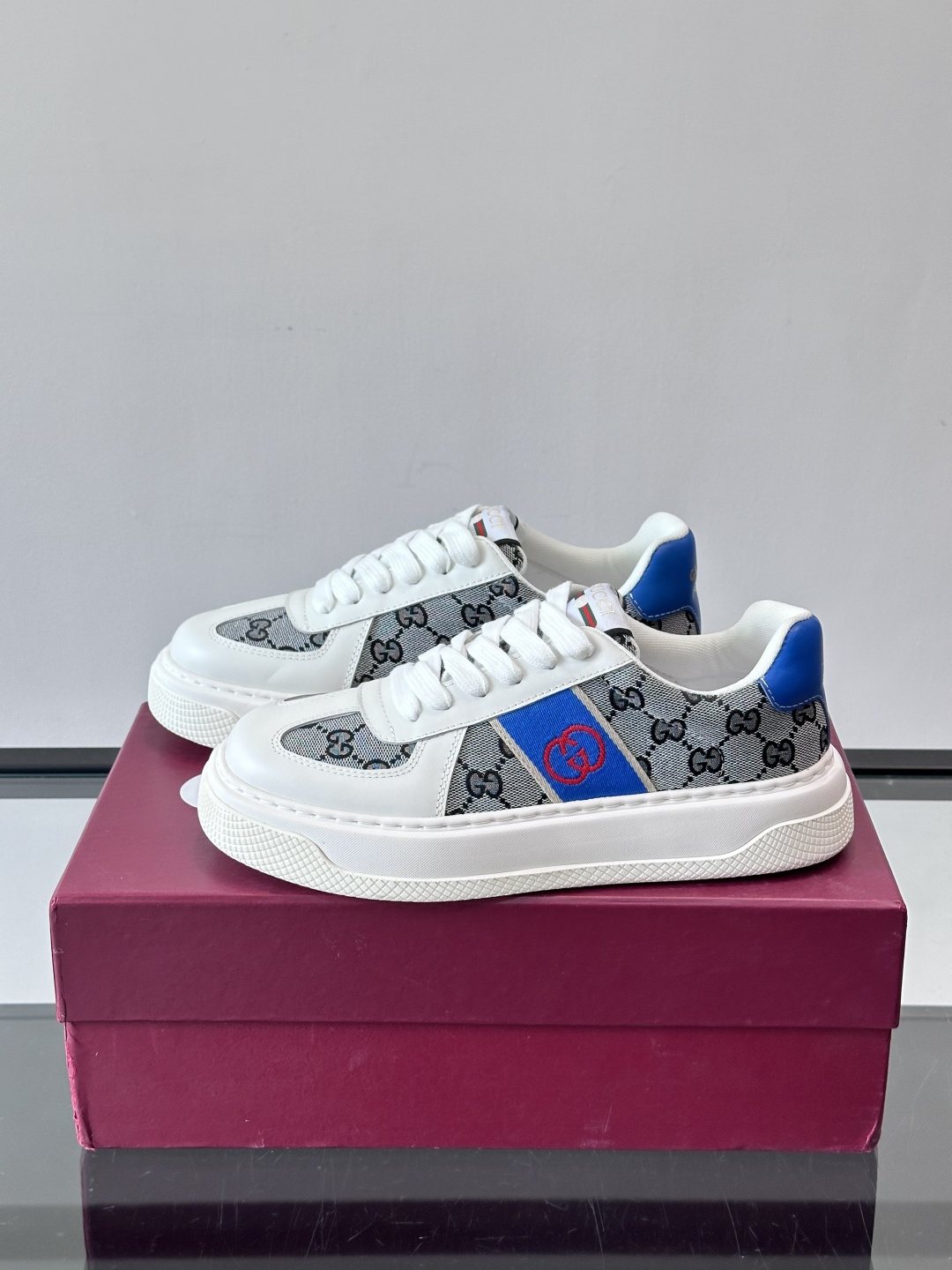 Gucci Blue Accent Low-Top Sneakers — side